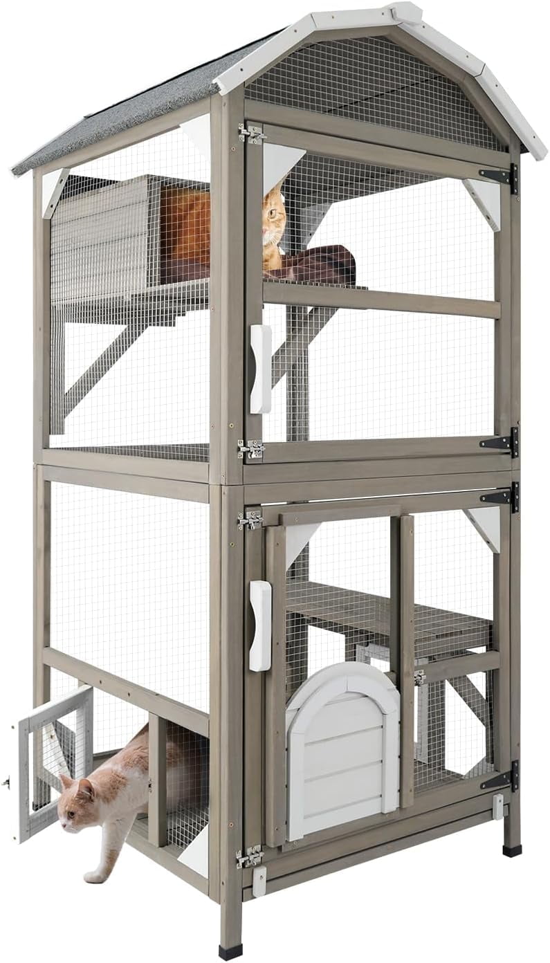 PETSCOSSET Cat House Outdoor Cat Enclosure Catio with Platforms