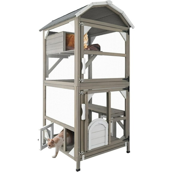 PETSCOSSET Cat House Outdoor Cat Enclosure Catio with Platforms