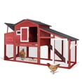 thumbnail image 1 of PETSCOSSET 71" L Wooden Chicken Coop for 2-3 Chickens, Chicken Tractor with Nesting Box, Pull-Out Tray, Asphalt Roof, Red, 1 of 8