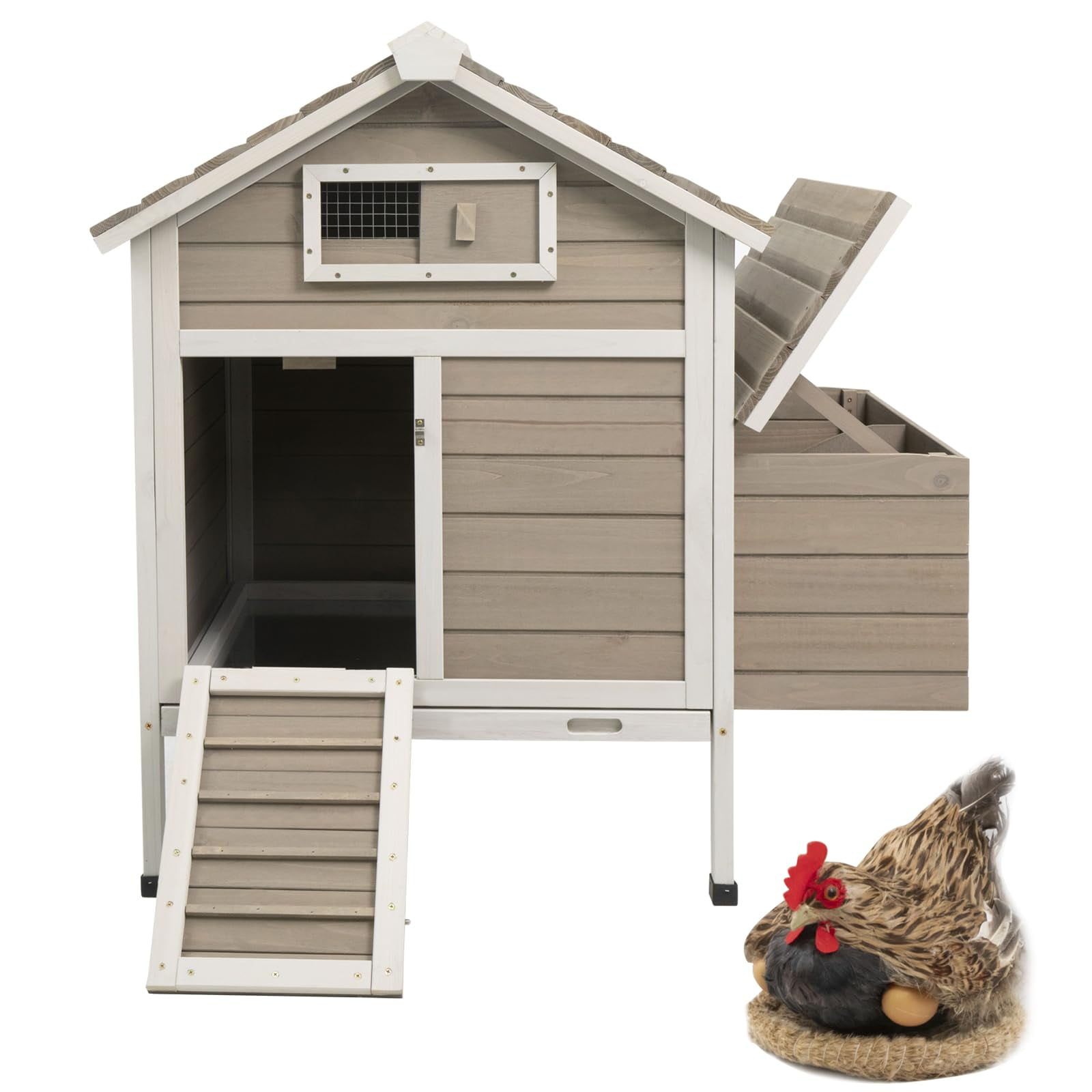 Walmart Deal of PETSCOSSET XL Indoor Chicken Coop & Rabbit Hutch with Nesting Box, Outdoor Cage, Grey