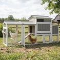 thumbnail image 1 of PETSCOSSET Chicken Coop with Run, Weatherproof Mobile Chicken Tractor Hen House with Wheels, Nesting Box, Gray, 1 of 9