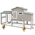 thumbnail image 1 of PETSCOSSET Chicken Coop with Run, Wooden Chicken Tractor with Nesting Box, Asphalt Roof, Gray, 1 of 8