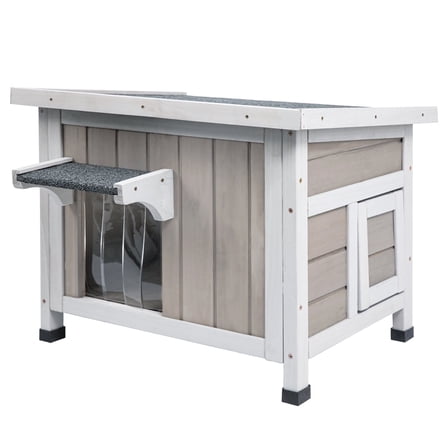 PETSCOSSET Insulated Cat House, Outdoor Small Feral Cat Shelter for Winter with Escape Door