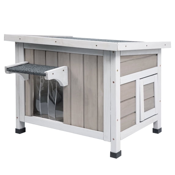 PETSCOSSET Insulated Cat House, Outdoor Small Feral Cat Shelter for Winter with Escape Door
