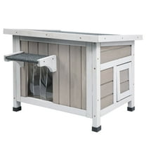 PETSCOSSET Insulated Cat House, Outdoor Small Feral Cat Shelter for Winter with Escape Door