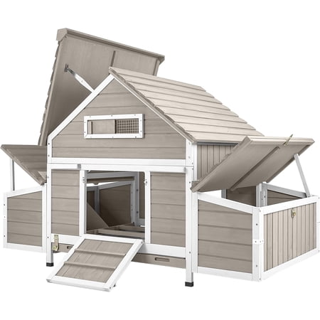 PETSCOSSET Large Chicken Coop Outdoor, Expandable Hen House with 6 Nesting Boxes & 3 Perches for 2-5 Chickens
