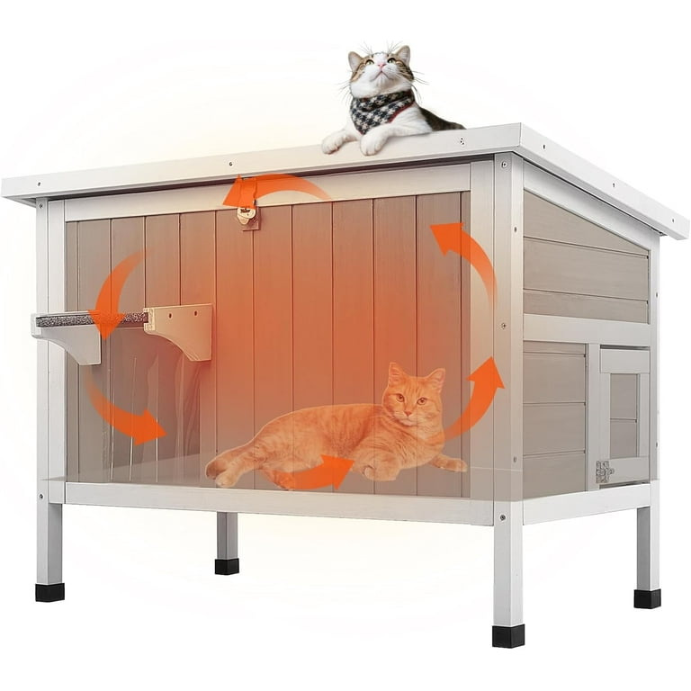 PETSCOSSET Outdoor Cat House Insulated Feral Cat House with