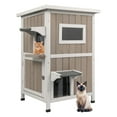thumbnail image 1 of PETSCOSSET Outdoor Cat House, Two-Story Feral Cat Shelter with Asphalt Roof, 1 of 8