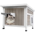 thumbnail image 1 of PETSCOSSET Outdoor Cat House, Weatherproof Solid Wood Cat Shelter with Openable Roof for Small Animals, 1 of 7