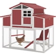 thumbnail image 1 of PETSCOSSET Outdoor Large Chicken Coop with Run, Expandable Hen House with 4 Nesting Boxes, Removable Tray and Ramp, Red, 1 of 9
