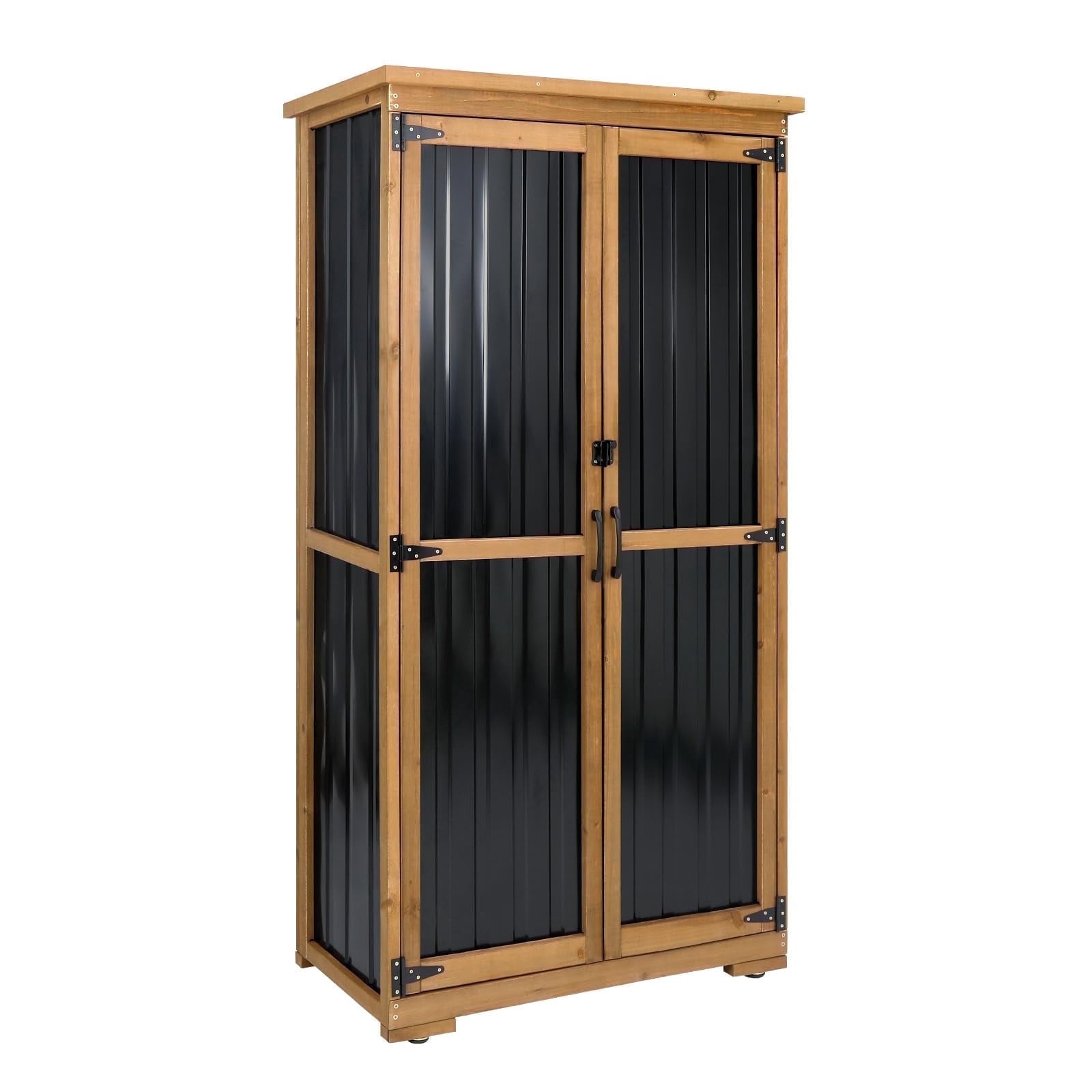 Outdoor Storage Cabinet Waterproof with Shelves, Small Storage Shed, Vertical Tall Patio Backyard Garden Storage Cabinet Tool Organizer for Outside