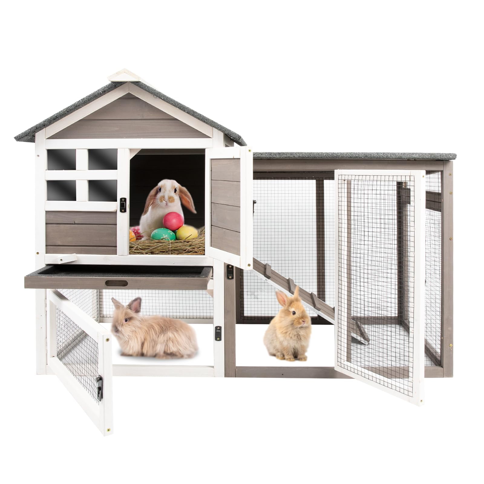 Big Bunny Story Rabbit Cage Indoor GUTINNEEN 2-Story Rabbit Hutch