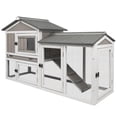 thumbnail image 1 of PETSCOSSET Rabbit Hutch Indoor Outdoor 57" L Bunny Hutch with Pull Out Tray,2 Story Wooden Rabbit Cage with Asphalt Roof,Guinea Pig Cage with Ventilation Doors,Ramp for Small Animals,Gray, 1 of 10