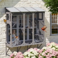 Wall-Mounted Wooden Cat Window Box Enclosure