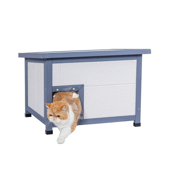 PETSFIT Outdoor Insulated Cat House with Escape Door & PVC Door Curtains