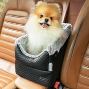 PETSFIT Center Console Dog Car Seat with Safe Protection Hooks, Pet Car Seat with Upgraded Safety Tethers, Washable Cushion, Console Dog Car Seats for Small Dogs Up to 9 LbsBlack