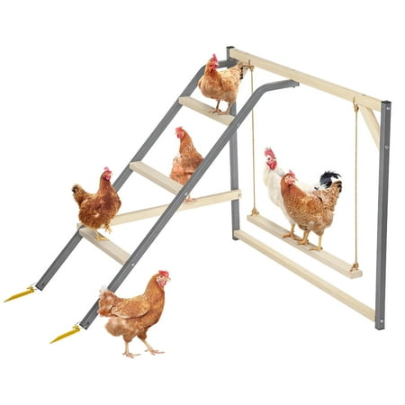 Petsfit Chicken Perch with Swing for Coop - Solid Wood & Rustproof Iron Roosting Bar for Poultry, Backyard Coops, Farms