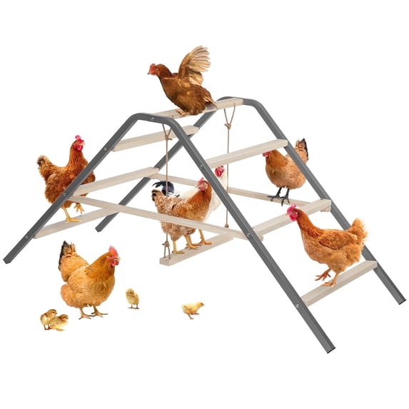Petsfit Chicken Roosting Ladder with Swing, Solid Wood & Iron, Easy to Assemble & Clean