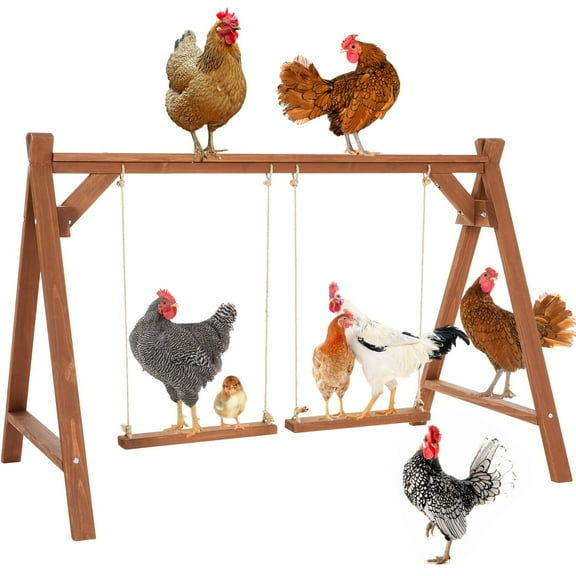 PETSFIT Chicken Roosting Bars for Hens with 2 Chicken Swings, Chicken Perch for Pet's Healthy & Play, Chicken Coop Accessories for 6-8 Chickens, Easy to Assemble&Clean