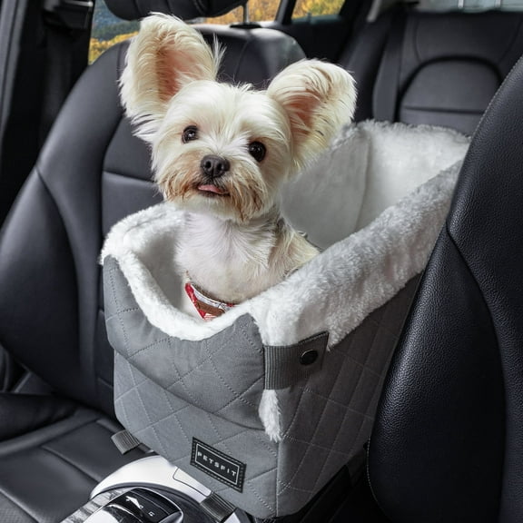 PETSFIT Dog Car Seats for Small Dogs with Safe Protection Hooks, Small Dog Car Seat with Upgraded Safety Tethers, Washable Cushion, Center Console Dog Car Seat