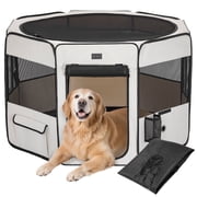 PETSFIT Dog Playpen Indoor/Outdoor,Portable Pet Playpen with Removable Zipper Top,Waterproof Bottom, Foldable Puppy Pen for Cats, Large Breeds