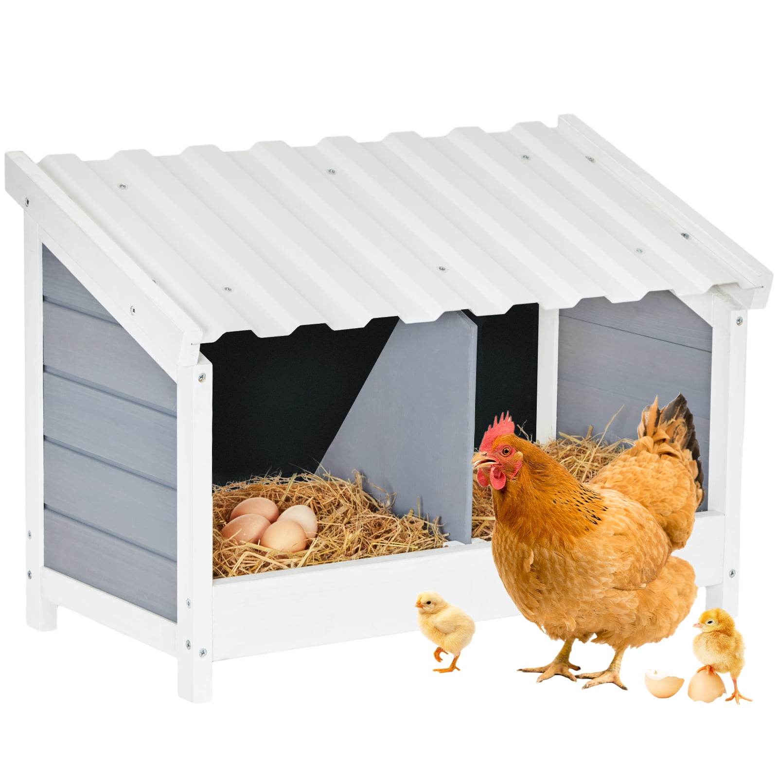 PETSFIT Nesting Boxes for Chicken Coop, Wood Single Compartment Chicken ...