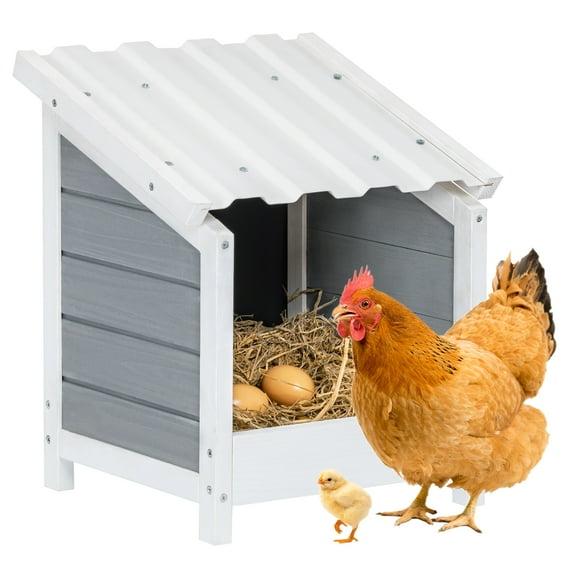 PETSFIT Nesting Boxes for Chicken Coop, Wood Single Compartment Chicken Nesting Boxes for Laying Eggs with PVC Roof for Hens, Ducks, and Poultry