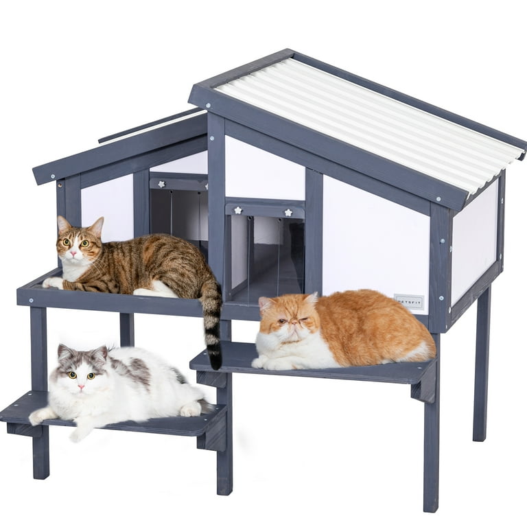 PETSFIT Outdoor Cat House for Multiple Cats, Insulated Feral Cat - Main Image