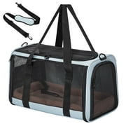 PETSFIT Pet Carrier Airline Approved, Soft-Sided Cat Carrier with Patented Car Buckle, Lightweight and Collapsible with Adjustable Shoulder Strap, Soft Cushion,Green