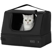 PETSFIT Portable Cat Litter Box,Covered Travel Litter Boxes for Cats,Machine Wash,Leak-Proof, Foldable ,Black