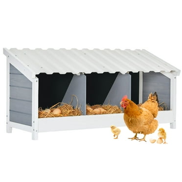 PETSFIT Triple Chicken Nesting Box, Chicken Coop Accessories with PVC Roofing, Versatile Use Wood Nesting Boxes for Hens, Easy to Assemble