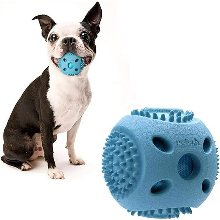 PETSLA Durable Squeaky Dog Balls for Small Dogs and Puppies Rubber Balls for Moderate Chewers Play Fetch and Promotes Dental Health Blue