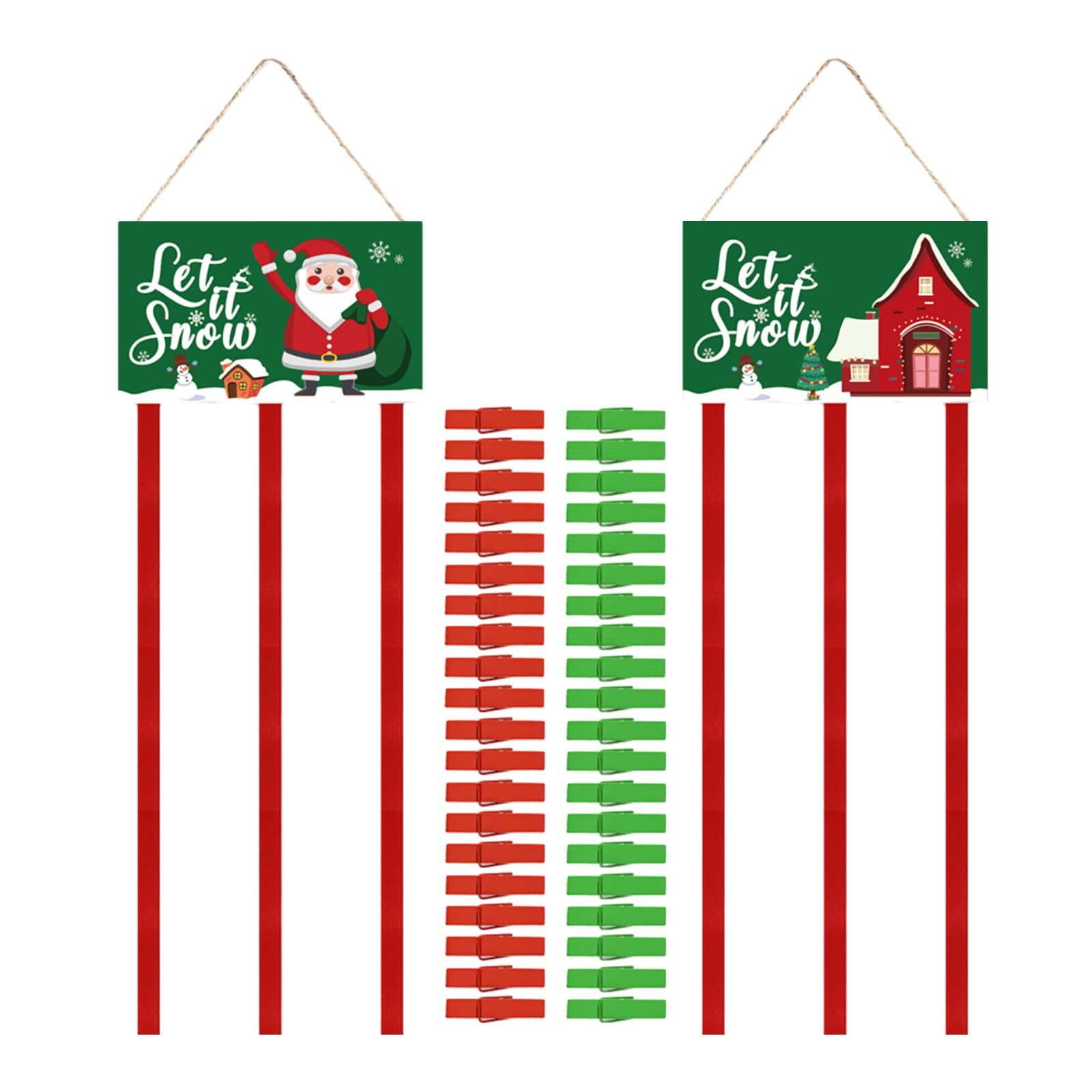 2Pcs Christmas Card Holders With 40 Clips | Wall/Door Decor For Displaying Cards & Photos, Santa Design