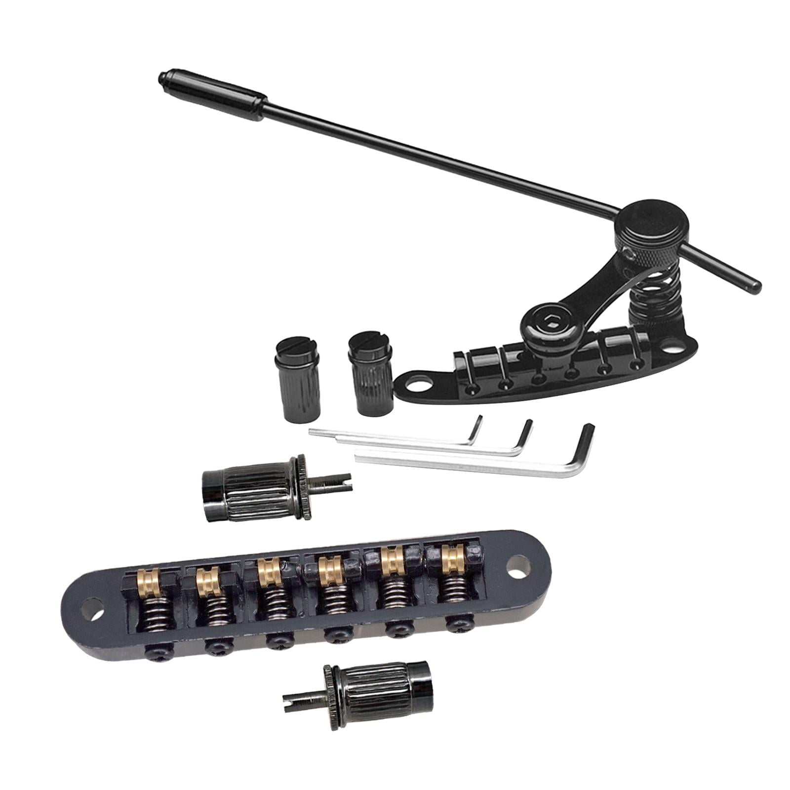 Rushawy Electric Guitar Bridge Roller Saddles Guitar Tremolo Bridge Replaces Tailpiece Tremolo for 6 Strings Instrument Show Exercise Black