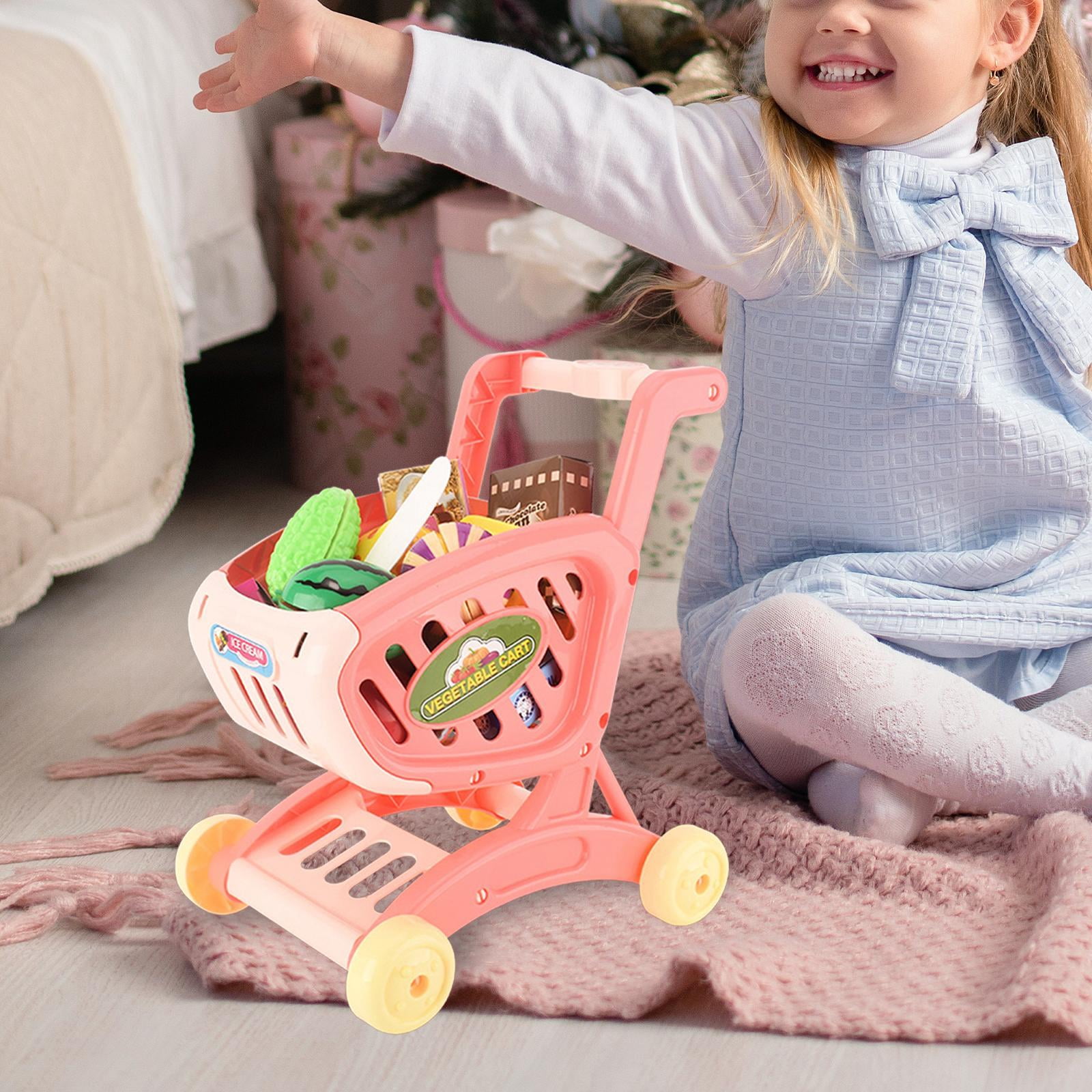 PETSOLA Kids Shopping Cart Toy Supermarket Handcart Toy Storage Toy