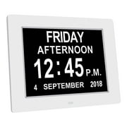 PETSOLA Large digital calendar clock with date time and date alarm options, white