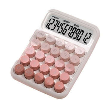 PETSOLA Mechanical Switch Calculator Handheld Gradient Color Ergonomics 16x11.5cm LCD Display for Basic Numerical Calculation Durable Gradient Pink