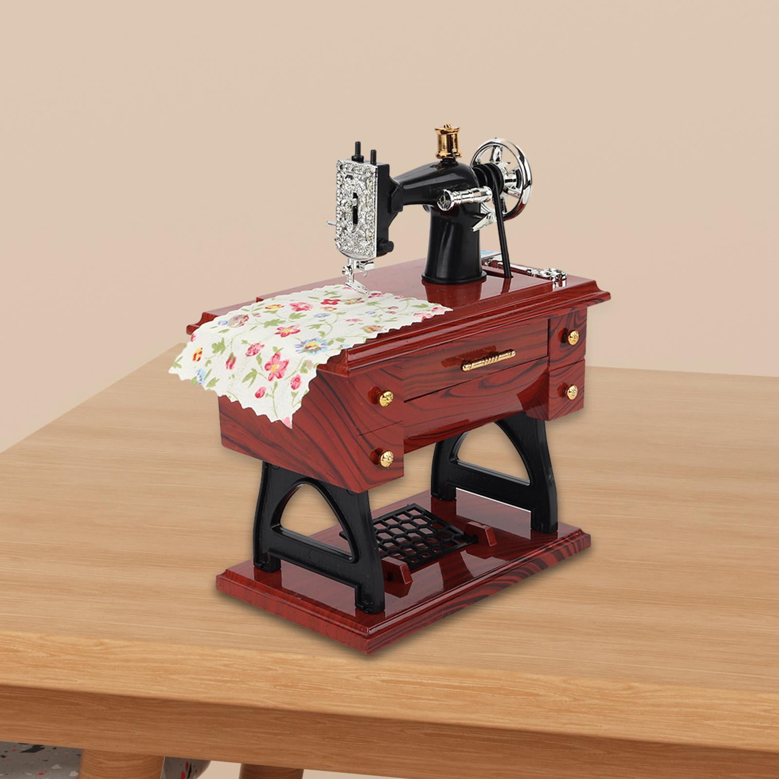 PETSOLA Mini Sewing Machine Music Box Mini Table Decor Treadle Sewing