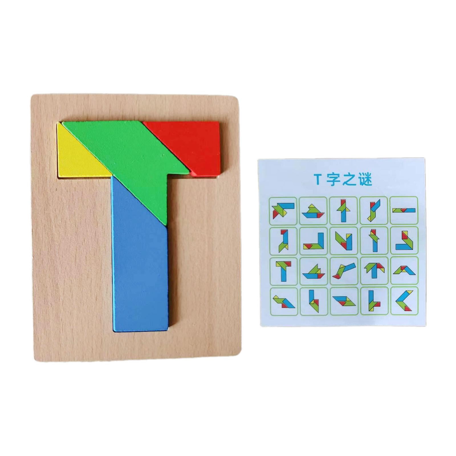 PETSOLA Tangram Puzzle Jigsaw Board Wooden for Kids Preschool Children ...