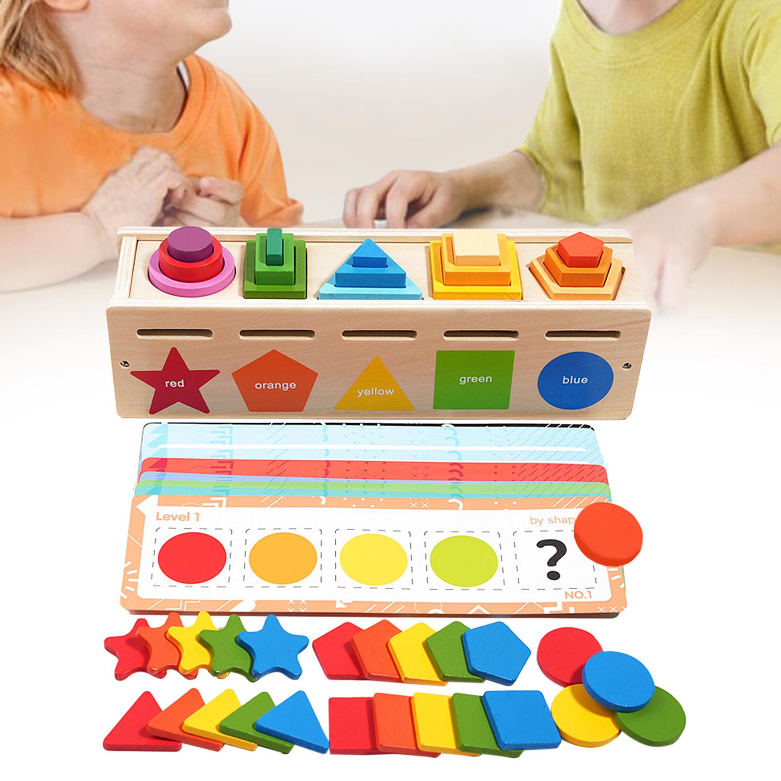 PETSOLA Wooden Shape Color Sorting Toy, Activity Toy, Early Educational ...