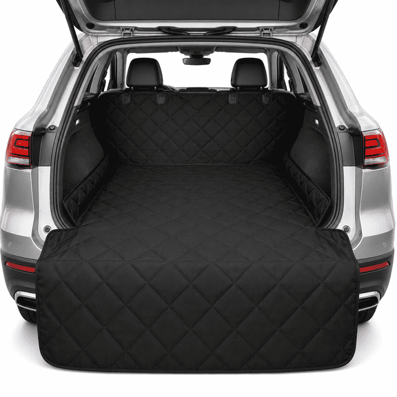 PETSPARX SUV Cargo Liner for Dogs, 55" x 91" Water-Resistant Trunk Cover with Bumper Protector and Non-Slip Backing, Black