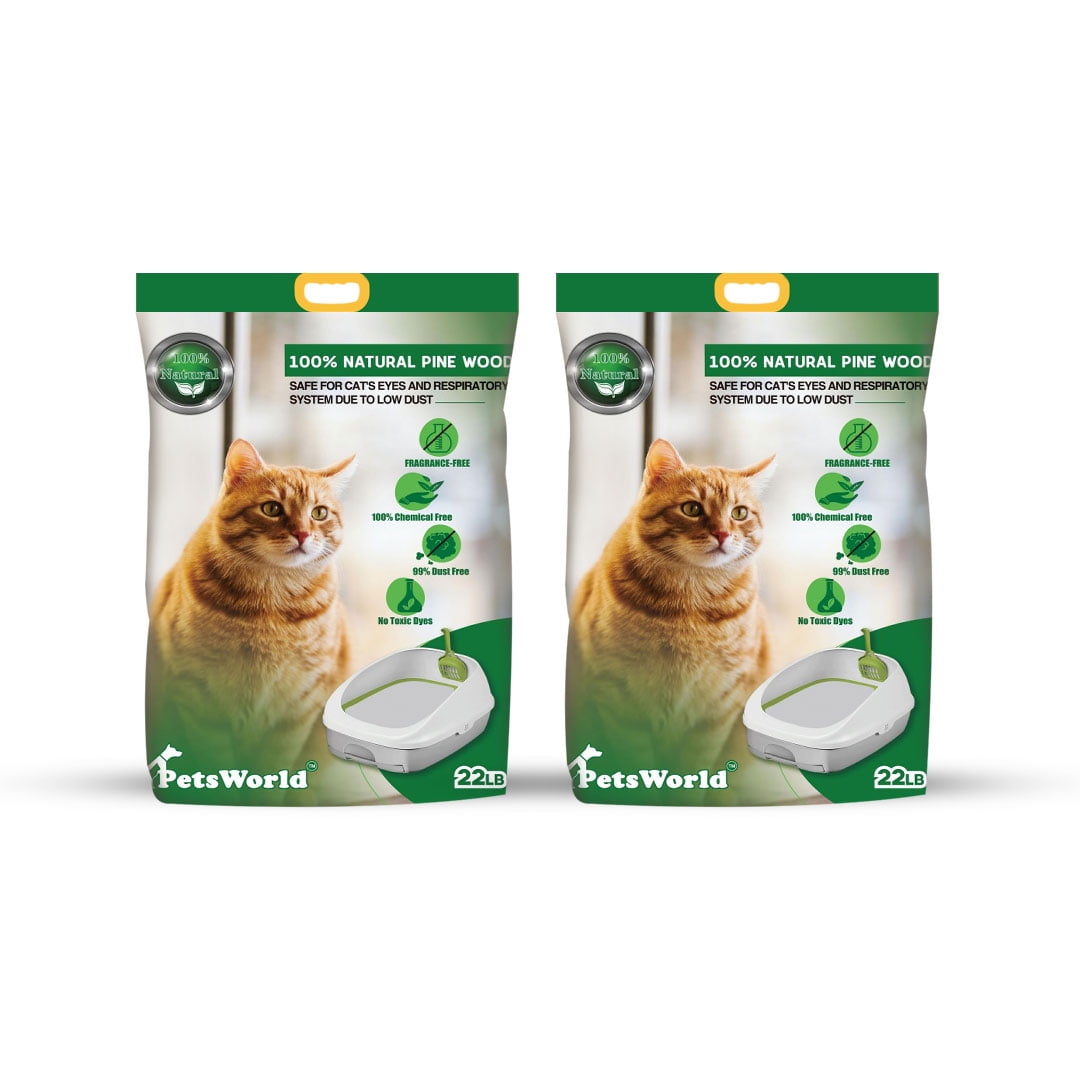 PETSWORLD 100 Natural Pine Wood Cat Litter Non Clumping Non Tracking Odor Control 22 lbs Walmart