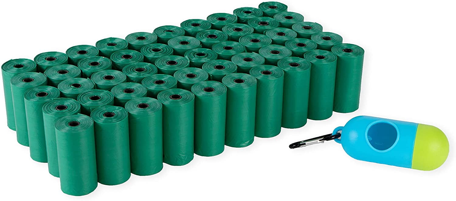 PETSWORLD 6000 Cucumber Scented Dog Waste Bags, Extra Thick and Sturdy Poop Bags for Dogs, Guaranteed Leak-proof, 20 Waste Bags Per Roll with FREE Leash Clip and Bag Dispenser