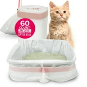 PETSWORLD Cat Litter Box Liners, 60 Count, 36 x 18 Inches Jumbo Extra Large Heavy Duty Litter Pan Liners Bags with Drawstring for Pet Cat Litter Tray (Unscented)