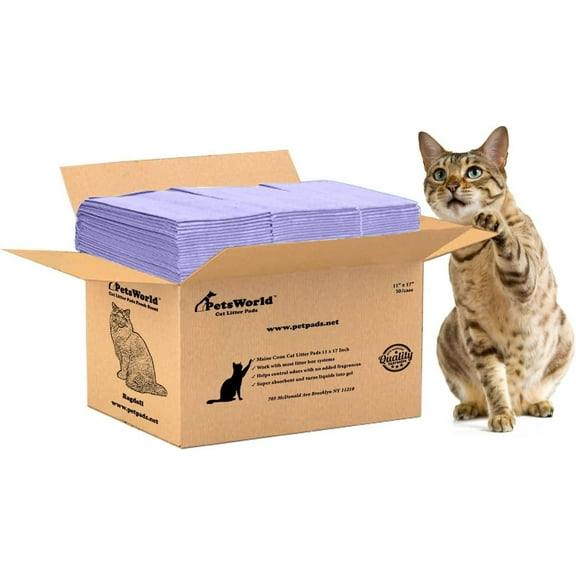 PetsWorld Universal Fit Cat Pad Refills for Litter Box, Unscented, Odor Control, Pack of 50