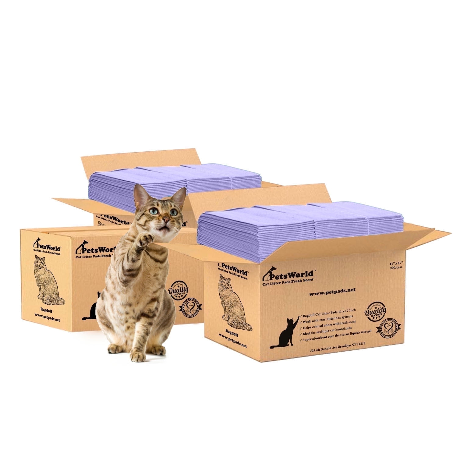 PetsWorld Universal Fit Cat Pad Refills for Litter Box, Fresh Scent, Odor Control, Pack of 600