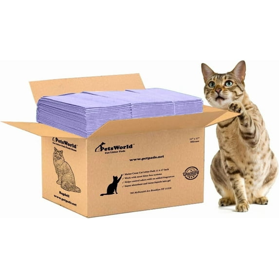PetsWorld Universal Fit Cat Pad Refills for Litter Box, Unscented, Odor Control, Pack of 100