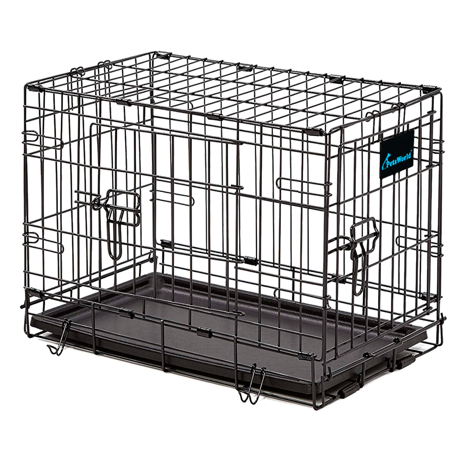 PETSWORLD Folding Dog Crate | Double Door| Folding Metal Dog Crates | 22 inch