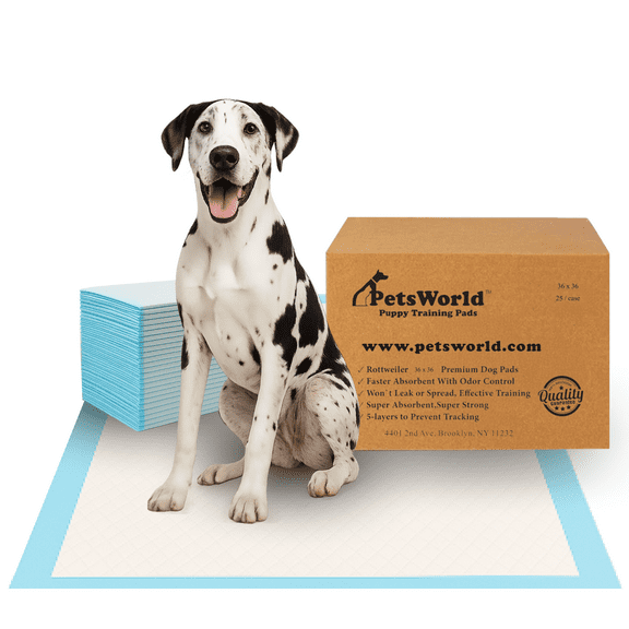 PETSWORLD Giant Potty Pads for Dogs, 36" x 36", 25 Count, 5 Layer Disposable Pads