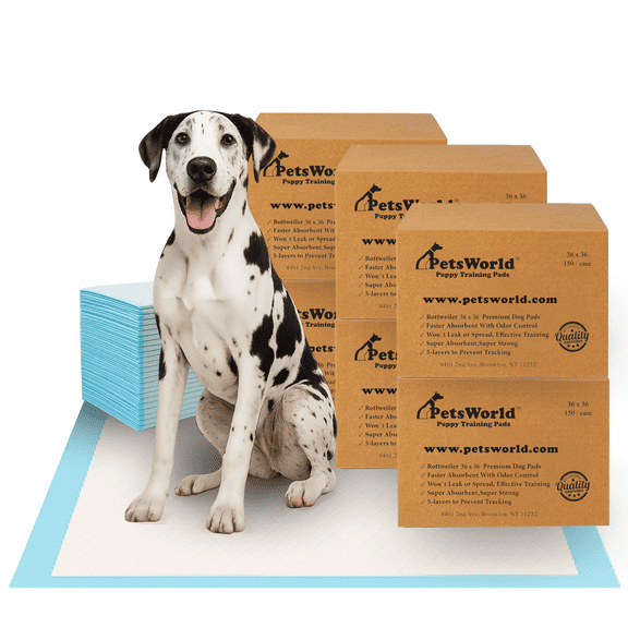 PETSWORLD Giant Potty Pads for Dogs, 36" x 36", 900 Count, 5 Layer Disposable Pads